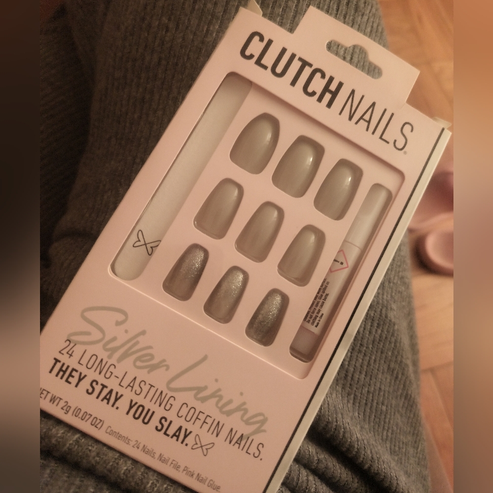 Silver Coffin Nail Set